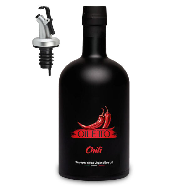 روغن زیتون با طعم فلفل قرمز 215 سی سی اویلتو | بطری شیشه ای لوکس مشکی مات
