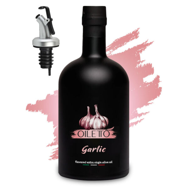 روغن زیتون با طعم سیر 215 سی سی اویلتو | بطری شیشه ای لوکس مشکی مات