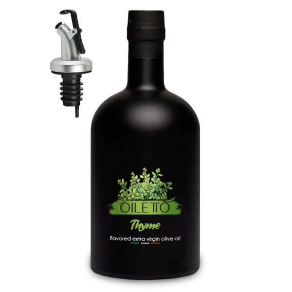 روغن زیتون با طعم آویشن 215 سی سی اویلتو | بطری شیشه ای لوکس مشکی مات