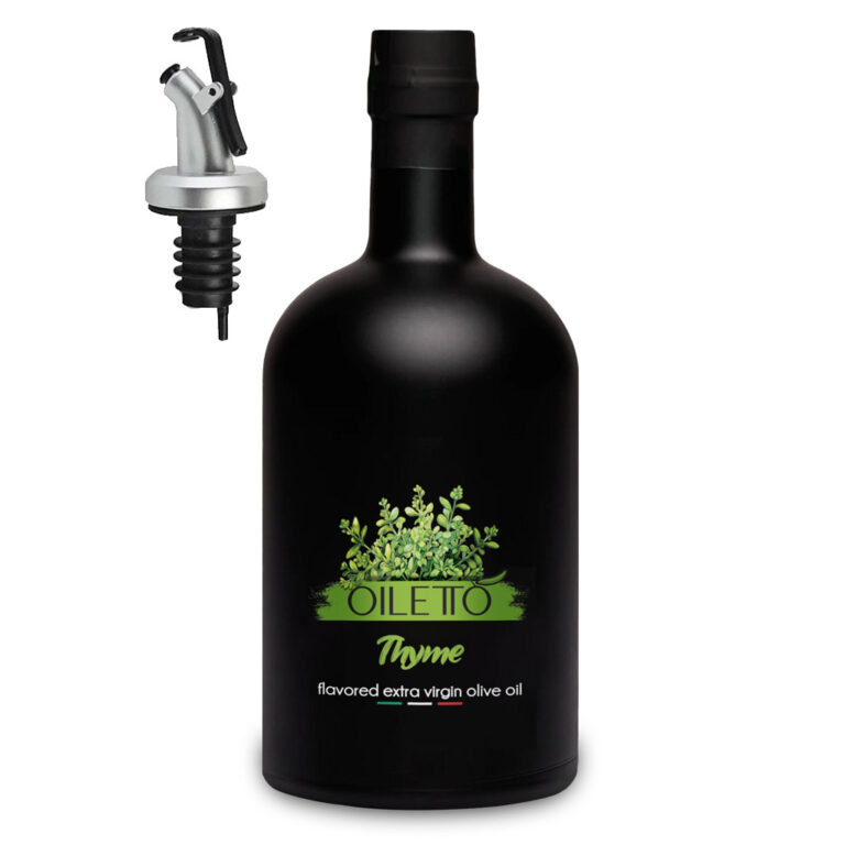 روغن زیتون با طعم آویشن 215 سی سی اویلتو | بطری شیشه ای لوکس مشکی مات